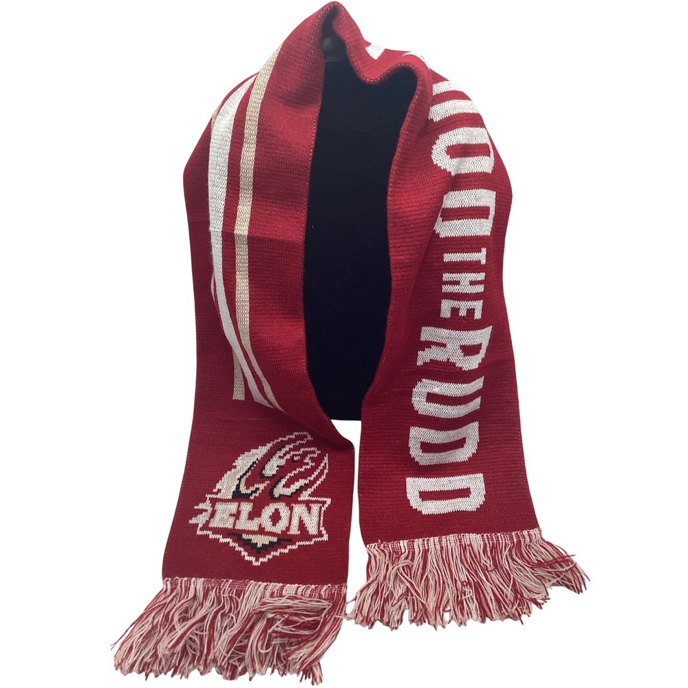 Elon University Phoenix Soccer Scarf Into The Rudd Maroon White Knit Fringe